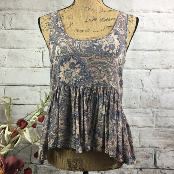 Ecote paisley print sleeveless loose fit top small - Picture 5 of 6